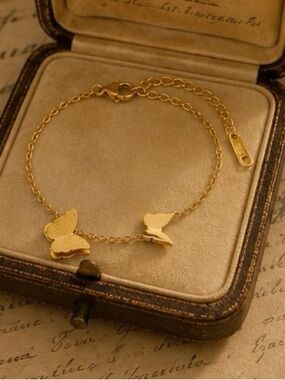Golden Butterfly Bracelet Dainty Minimalist Chain Jewelry